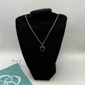 Kendra Scott Kiri Gold Necklace with Faceted Black Teardrop Pendant